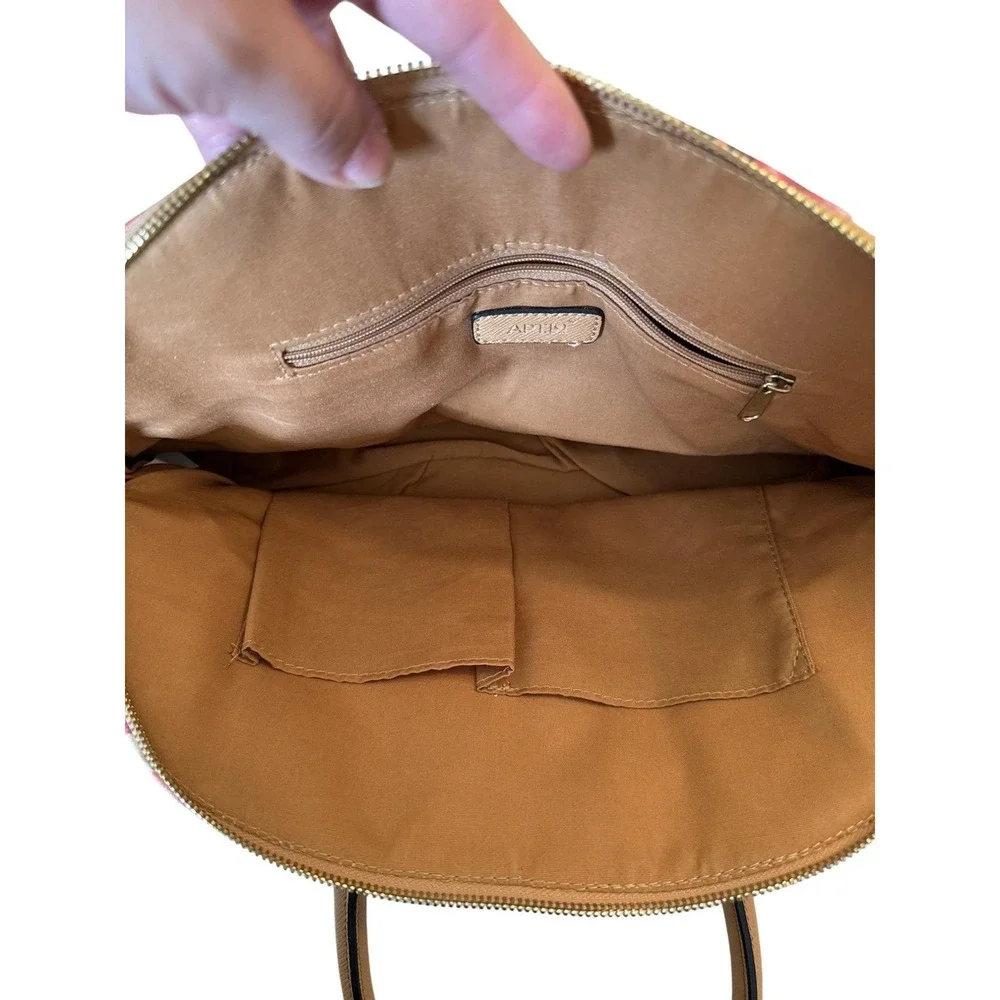 Apt 9‎ Floral Dome Satchel Crossbody Bag Multicolor Tan Gold Hardware Padlock